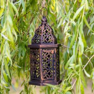 Lanternes dorées pour bougies, écologiques, durables, personnalisables, ensemble de lanternes marocaines, décoration de la maison, design classique, lot de 3 - Product Image 6