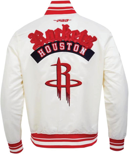Detroit Pistons Unisex White Coated Varsity Jacket with Embroidered Logo on Front and <b>Red</b> Trim Reversible & Breathable - Product Image 5
