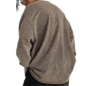 Sudadera con Capucha para Hombre, Estilo Vintage, Tejido Grueso, 100% Algodón, Lavado Ácido, Bordado Personalizado, Estilo Vintage, Lavado, Talla Grande, Básica - Product Image 5