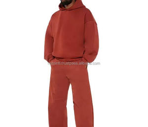 Survêtement d'hiver en molleton doux et léger 100% coton uni avec capuche et cordon de serrage, style streetwear pour adultes - Product Image 6