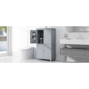 Elegante Mobile Bagno a 4 Ante Indipendente con Ripiani Regolabili - Unità Arredo Bagno - Product Image 3