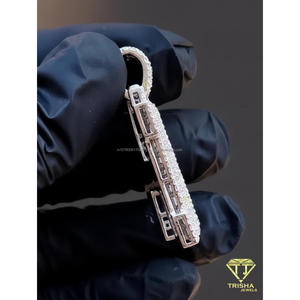 Moissanite Diamond H <b>Initial</b> <b>Pendant</b> Iced Out Hip Hop Necklace Custom Letter Jewelry Gift - Product Image 2