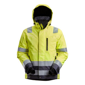 Chaqueta de seguridad con cremallera de alta visibilidad para hombre, 100% poliéster, color rojo, con bolsillos, reflectante, para trabajo. - Product Image 3