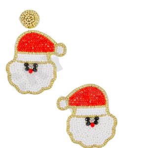 Boucles d'oreilles pendantes de noël nouveauté perles faites à la main transfrontalières or à la mode créative pour les fêtes Style chrétien - Product Image 1