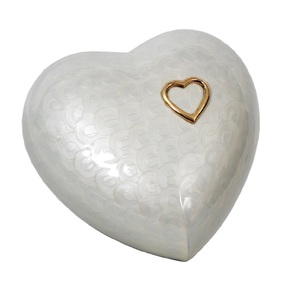 High Quality Brass Small Heart Shaped with Stand Cremation Urn Engraved Silver Finish Deep White Enamel <b>Keepsake</b> <b>Wedding</b> Set - Product Image 5