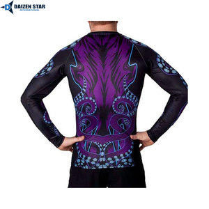 เสื้อรัดกล้ามเนื้อแขนยาวสำหรับผู้ชาย MMA Rash Guard สำหรับฝึกซ้อม BJJ ป้องกันการลื่นไถล ชุดต่อสู้ OEM - Product Image 2