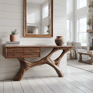 Mesas de Consola Contemporáneas, Mesa de Entrada de Madera Industrial con Cajones, Mesa de Consola de Madera Decorativa Vintage para el Hogar - Product Image 1