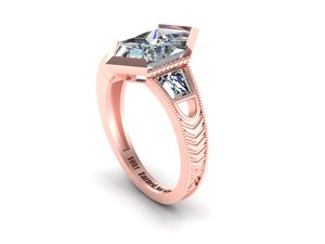 Premium Yellow White Rose Gold Silver Ladies <b>Ring</b> Dutch Cut Baguette Cut 5 CTS Moissanite CVD Colour Stone <b>CZ</b> EGL Certified VVS2 - Product Image 1