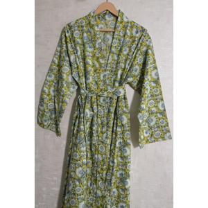 Bata Kimono de Algodón Estampado para Mujer, Estilo Bohemio, Informal, para Verano, Uso Doméstico, Bata de Baño con Cuello en V, Larga, Ligera y de Secado Rápido - Product Image 4