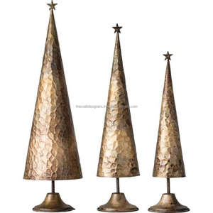 Objetos de árbol de Navidad de aluminio fundido Árbol de pino sólido con estrella y pájaro en la parte superior Objetos de Navidad y vajilla Showpieces - Product Image 6