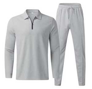 Men's Solid Color <b>Hooded</b> Half-<b>Zip</b> Tracksuit Full Sleeves Drawstring Pants Breathable Polyester Lightweight Casual Autumn Regular - Product Image 1