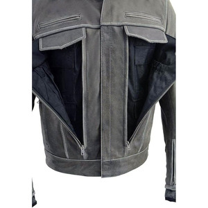 SAMROZ SPORTS เสื้อแจ็คเก็ตหนังสีเทาสำหรับผู้ชาย รุ่น 'Utility Pocket' แบบมีช่องระบายอากาศ พร้อมฮู้ดที่ถอดออกได้ - Product Image 4
