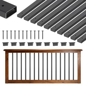 Confezione da 61 Pali per Ringhiera in Acciaio Zincato, Preforati, Rettangolari Cavi, per Ringhiere e Scale Esterne - Product Image 1