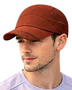 Men Rust Brown Mesh Panel Sports Cap Breathable Lightweight Adjustable Summer Running Training Outdoor Baseball Hat For Men Use - Product Image 1