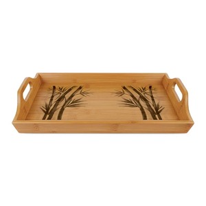 Bandeja de madera elegante con acabado artesanal, diseño duradero, ideal para servir comida, bebidas, aperitivos, decoración para el hogar y la cocina. - Product Image 3