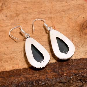 Pendientes de Plata con Ágata Musgosa Natural en Forma de Pera, Estilo Vintage, Plata de Ley 925, Joyería Bohemia Hecha a Mano, Regalo para Ella - Product Image 6