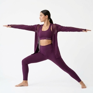 Conjunto Deportivo de Tres Piezas para Mujer, Chaqueta de Malla, Sujetador Deportivo, Leggings de Cintura Alta, Ropa Deportiva para Yoga y Fitness - Product Image 2