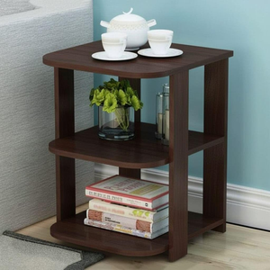Table de chevet moderne en bois avec trois niveaux de rangement, table d'appoint compacte, table de chevet, table d'appoint de canapé pour chambre à coucher et salon - Product Image 1