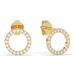 REYES Pendientes personalizados de oro rosa de 14 quilates con corte redondo y moissanita de 0,28 quilates para mujer, regalo de aniversario de boda, joyería - Product Image 6