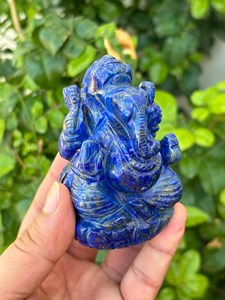 Estatua de Ganesha de Lapislázuli Natural |   Ídolo de Ganesha Tallado a Mano con Gema Azul de 3.25 Pulgadas |   Piedras de Chakra |   Decoración del Hogar Feng Shui - Product Image 2