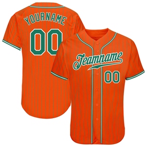 Maillot de baseball authentique OMMIZ INDUSTRY personnalisé, rayures orange et vert, vert Kelly-blanc, le plus vendu en gros - Product Image 1
