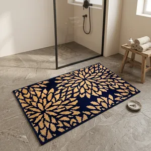 Tapis de porte élégant en microfibre tissée bleu et beige avec envers écologique, épaisseur 1200 GSM, pour une utilisation moderne à la maison et au bureau - Product Image 4