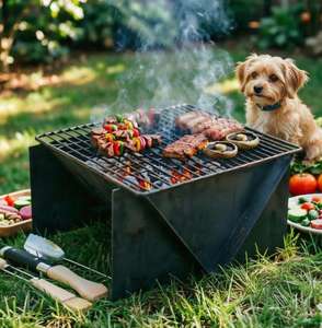Brasero portable moderne |   Brasero pliable en acier inoxydable pour le camping en plein air, les terrasses et les soirées barbecue respectueux de l'environnement - Product Image 1
