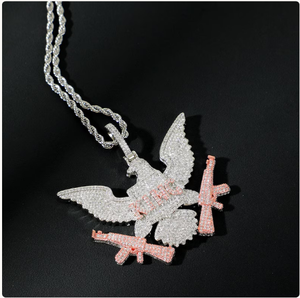 จี้รูปนกอินทรีประดับเพชรโมอิสซาไนต์สีชมพู ดีไซน์หรูหรา ขายส่ง - Product Image 1