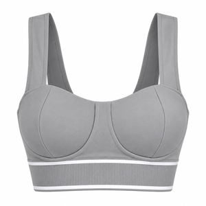Ensemble de vêtements de sport gris 2 pièces pour femmes, soutien-gorge de sport, leggings taille haute, tenue de yoga et de fitness - Product Image 2