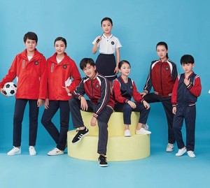 Conjunto Deportivo para Adultos al por Mayor, Resistente al Viento, Camiseta Blanca, Azul y Roja, Falda, Uniforme Escolar Personalizado, Material de Tela - Product Image 1