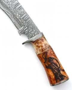 Herramienta Artesanal de Acero de Damasco con Mango de Hueso Grabado, Pieza Ejecutiva de Exhibición - Product Image 4