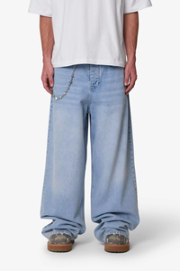 Jean en denim décontracté pour homme HaiYao 2026, coupe large, bleu délavé, style streetwear hip-hop Y2K, OEM/ODM, coton/spandex, haute qualité - Product Image 2