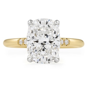 Bague de fiançailles allongée de 3,38 carats, taille coussin, avec accents de diamants, en or jaune 14 carats, bague de mariage, diamant certifié IGI - Product Image 1