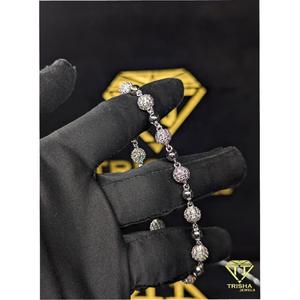 Bracelet classique à maillons sphériques sertis de diamants Moissanite VVS en argent 925, bijoux Hip Hop unisexe par Trisha Jewels - Product Image 2