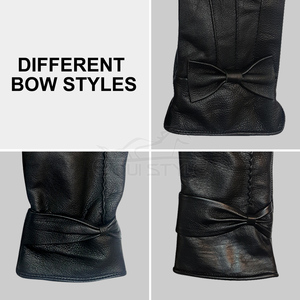 Guantes de Cuero Genuino para Mujer, Venta al por Mayor, Suaves, con Puño de Lazo, Cómodos, para Uso Diario en Invierno - Product Image 3