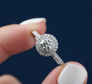 Anillo de Compromiso con Diamante Cultivado en Laboratorio, Corte Clásico Halo Pavé, Certificado IGI, 1.05ct, Redondo, VVS2, Color F, Oro Blanco con Baño de Rodio, Venta al Por Mayor - Product Image 5