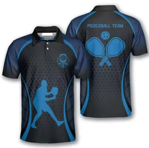 Pickleball Custom Sublimation Athletic <b>Shirt</b> Breathable Eco-Friendly Spandex/Cotton <b>Half</b> Sleeve Button-Up Collar Quick Unisex - Product Image 4