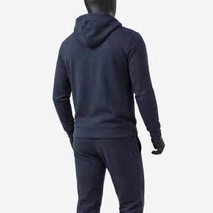 Conjunto de Sudadera con Capucha y Cremallera Azul Marino para Hombre, Ropa Deportiva Casual con Bolsillos Tipo Canguro, 100% Algodón, Invierno - Product Image 6