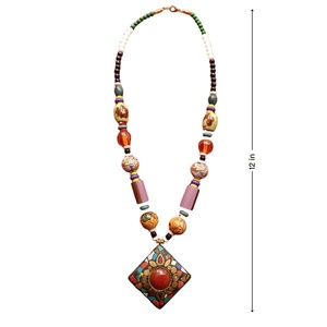 Premium Quality Handmade Multicolor Mosaic Pendant Beads <b>Necklace</b> for Women Ethnic <b>Statement</b> Jewelry Design - Product Image 1