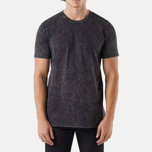 T-shirt vintage tendance délavé à l'acide pour homme, 100 % coton doux, coupe décontractée, noir, style streetwear vintage - Product Image 1