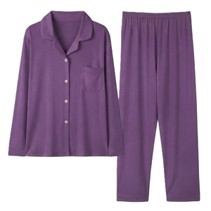 Women <b>Linen</b> Pajamas Set Solid Color Full Sleeve Button Front Loose Fit Autumn Casual Loungewear <b>Two</b> <b>Piece</b> Sleepwear - Product Image 6