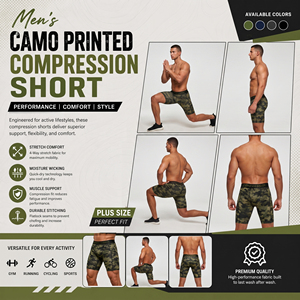 Pantalones Cortos de Compresión Camuflados para Hombre, Tallas Grandes, Ropa Deportiva para Gimnasio, Pantalones Cortos Ajustados con Estampado Personalizado, Pantalones Cortos Deportivos para Hombre - Product Image 6