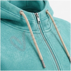 Conjunto Deportivo Unisex Color Verde Azulado con Capucha, Cierre Frontal con Cremallera, Bolsillos Laterales, Color Sólido, Transpirable, Informal, para Otoño, Corte Regular - Product Image 4