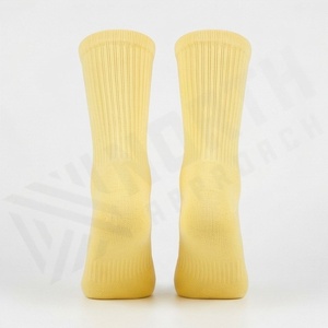 Crew <b>Socks</b> Solid Yellow Knitted Breathable Casual Adult Regular Style - Product Image 2