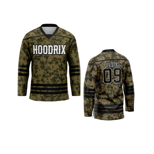 Maillots de hockey sur glace personnalisés en sublimation avec tissu en maille polyester respirant, logo d'équipe brodé en twill et col en V - Product Image 2