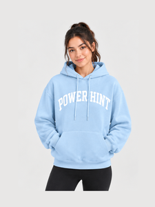 OEM ODM Custom Graphics Hoodie <b>Men</b> Manufacturer Pastel <b>Blue</b> Fleece Arch Letter Printed Sweatshirt Streetwear Outerwear Hoodies - Product Image 5
