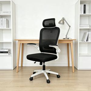 Chaises de bureau ergonomiques pivotantes en maille pour joueurs d'ordinateur avec appui-tête, <span class=keywords><strong>fauteuil</strong></span> pivotant pour gestionnaire et personnel avec cadre en PP blanc - Product Image 5