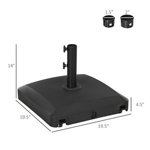 Base per Ombrellone da Esterno Rinforzata Nera con Ruote - Riempibile con Acqua (24 kg) o Sabbia (30 kg) per Stabilità in Cortile e Piscina - Product Image 3
