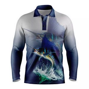 เสื้อโปโลตกปลา UPF50 ป้องกันรังสียูวี แขนพิมพ์ลาย เสื้อตกปลาประสิทธิภาพสูง - Product Image 3