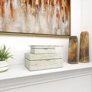 Boîte à bijoux incrustée d'os complexe fabriquée à la main, étui à bijoux décoratif élégant incrusté d'os - Product Image 6